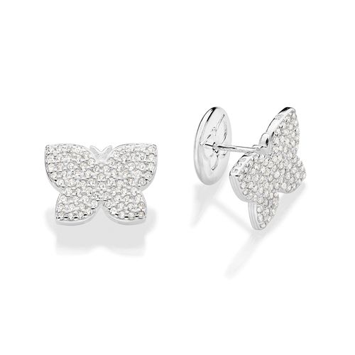 BRINCO BORBOLETA DE PRATA 925 COM ZIRCÔNIAS