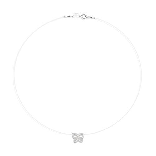 GARGANTILHA FIO DE NYLON COM BORBOLETA DE PRATA MACIÇA 925