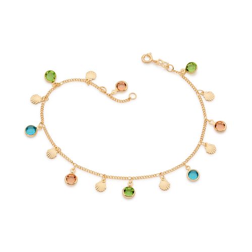 TORNOZELEIRA CONCHAS BANHADA A OURO 18K COM CRISTAIS