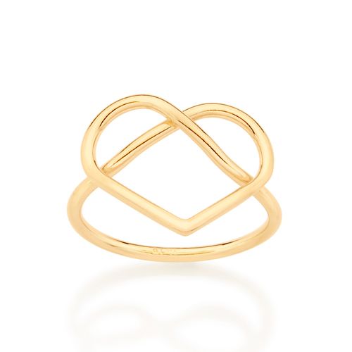ANEL CORAÇÃO COM INFINITO BANHADO A OURO 18K