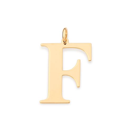 MAXI PINGENTE LETRA BANHADO A OURO 18K-LETRA F