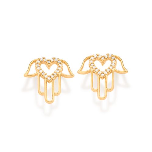 BRINCO MÃO DE FÁTIMA COM CORAÇÃO BANHADO A OURO 18K