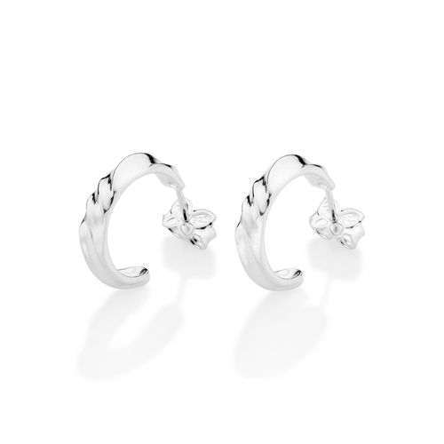 BRINCO MEIA ARGOLA TORCIDA DE PRATA MACIÇA 925