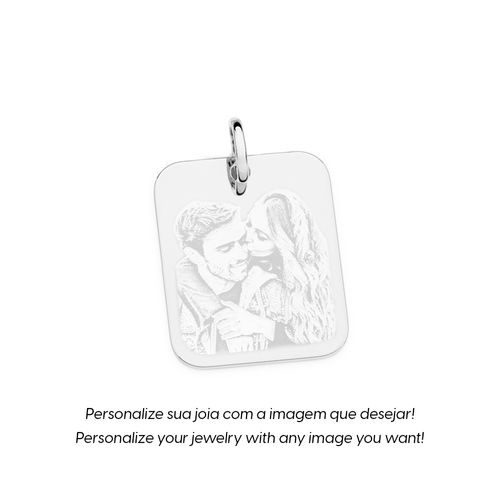 MEDALHA RETANGULAR PERSONALIZÁVEL DE PRATA MACIÇA 925
