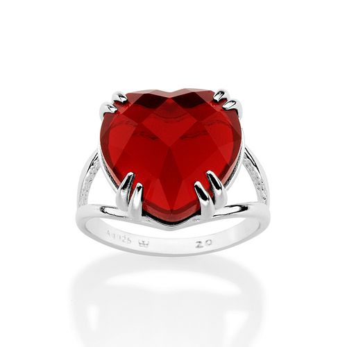 MAXI ANEL COM CRISTAL CORAÇÃO DE PRATA MACIÇA 925