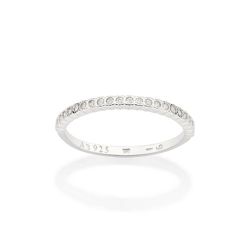 MEIA ALIANÇA DE PRATA 925 COM ZIRCÔNIAS