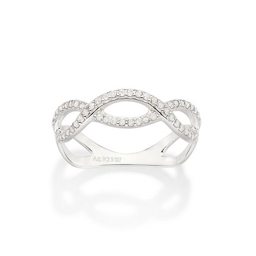 ANEL INFINITO DE PRATA MACIÇA 925 COM ZIRCÔNIAS