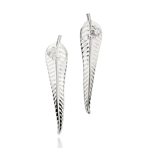 BRINCO FOLHA DE PRATA 925 COM ZIRCÔNIAS