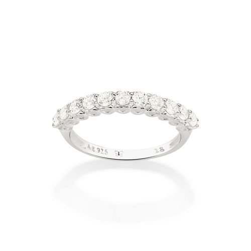 MEIA ALIANÇA DE PRATA 925 COM ZIRCÔNIAS