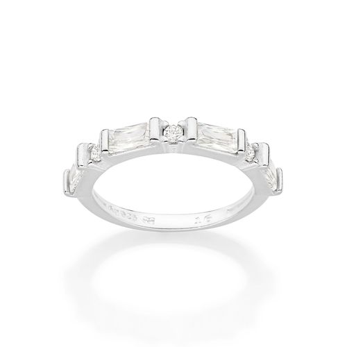 MEIA ALIANÇA DE PRATA MACIÇA 925 COM ZIRCÔNIAS