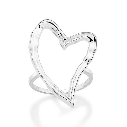 ANEL CORAÇÃO IRREGULAR DE PRATA MACIÇA 925