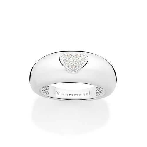 ANEL BOMBE CORAÇÃO DE PRATA MACIÇA 925 COM ZIRCÔNIAS