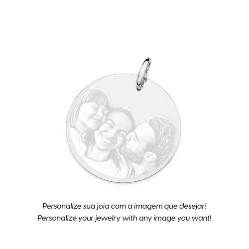 MEDALHA REDONDA PERSONALIZÁVEL DE PRATA MACIÇA 925