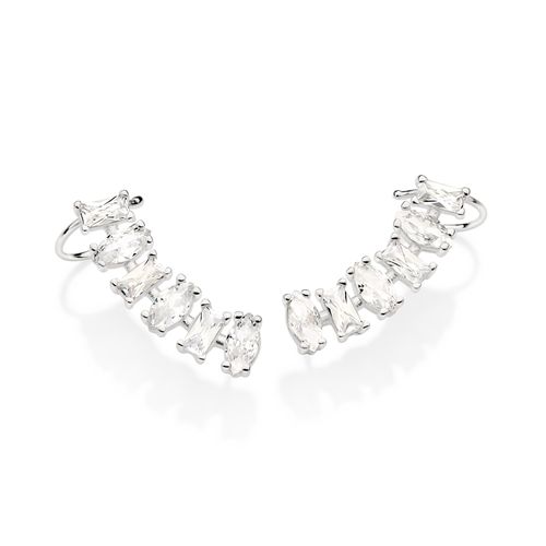 BRINCO EAR CUFF COM PIERCING DE PRESSÃO DE PRATA 925 COM ZIRCÔNIAS