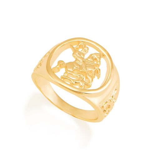 ANEL SÃO JORGE BANHADO A OURO 18K