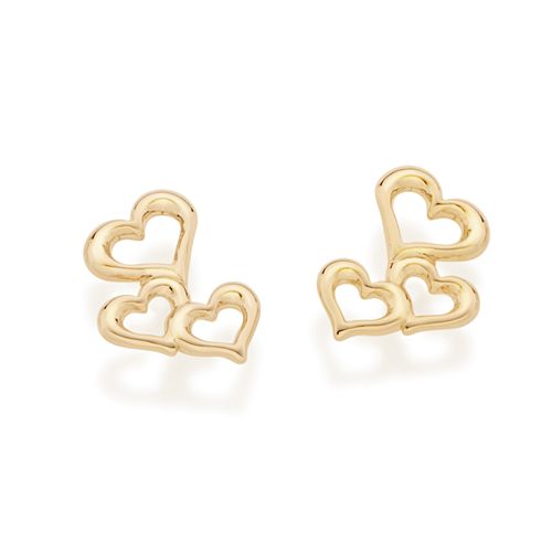 BRINCO CORAÇÕES BANHADO A OURO 18K