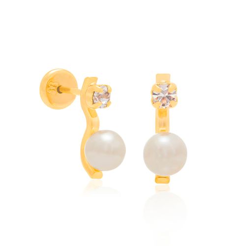 BRINCO BANHADO A OURO 18K COM CRISTAIS E PÉROLAS SINTÉTICAS