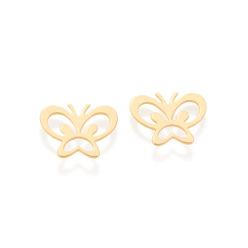 BRINCO BORBOLETA BANHADO A OURO 18K