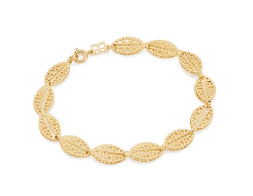 PULSEIRA BANHADA A OURO 18K FOLHAS