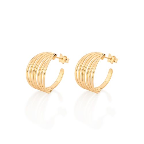 BRINCO MEIA ARGOLA BANHADO A OURO 18K