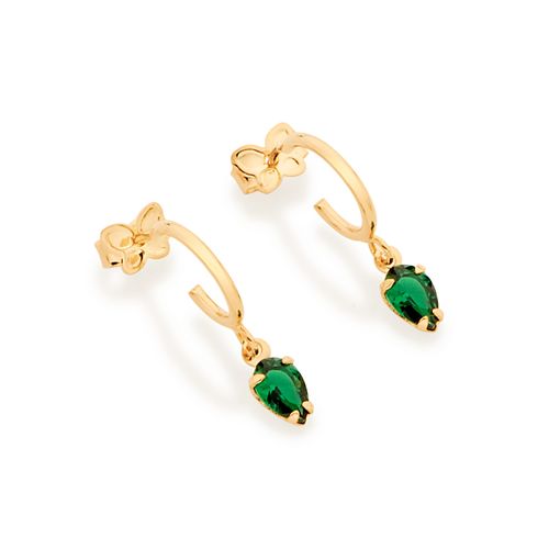 BRINCO MEIA ARGOLA BANHADO A OURO 18K COM ZIRCÔNIAS