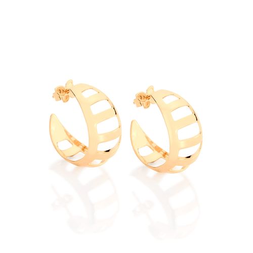 BRINCO MEIA ARGOLA VAZADO BANHADO A OURO 18K