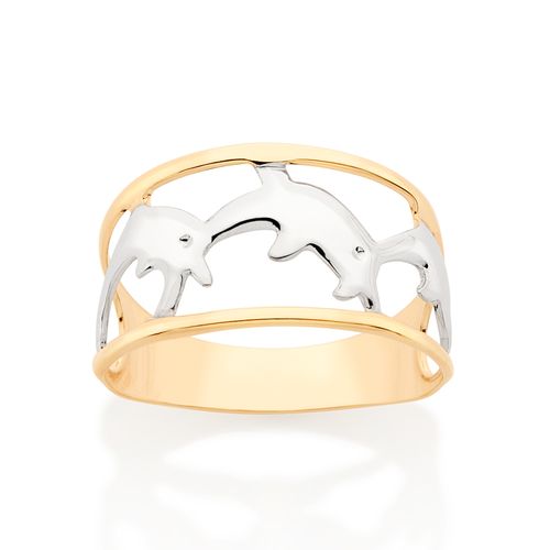 ANEL BANHADO A OURO 18K COM APLICAÇÃO DE RHODIUM