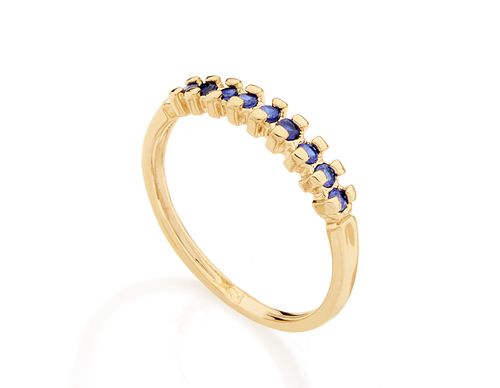 MEIA ALIANÇA BANHADA A OURO 18K COM ZIRCÔNIAS