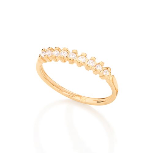 MEIA ALIANÇA BANHADA A OURO 18K COM ZIRCÔNIAS