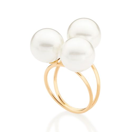 MAXI ANEL BANHADO A OURO 18K COM PÉROLAS