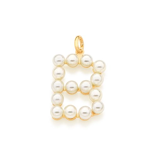 PINGENTE LETRA BANHADO A OURO 18K COM PÉROLAS-LETRA B