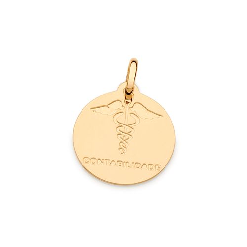 MEDALHA PROFISSÃO CONTABILIDADE BANHADA A OURO 18K