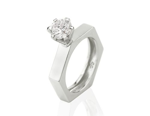 ANEL SOLITÁRIO BANHADO A OURO 18K COM ZIRCÔNIA