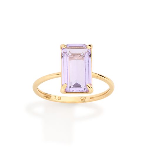 ANEL SOLITÁRIO BANHADO A OURO 18K COM CRISTAL