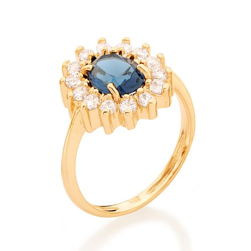 ANEL BANHADO A OURO 18K COM CRISTAL E ZIRCÔNIAS