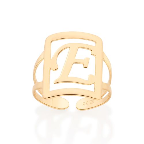 MAXI ANEL LETRA AJUSTÁVEL BANHADO A OURO 18K-LETRA E