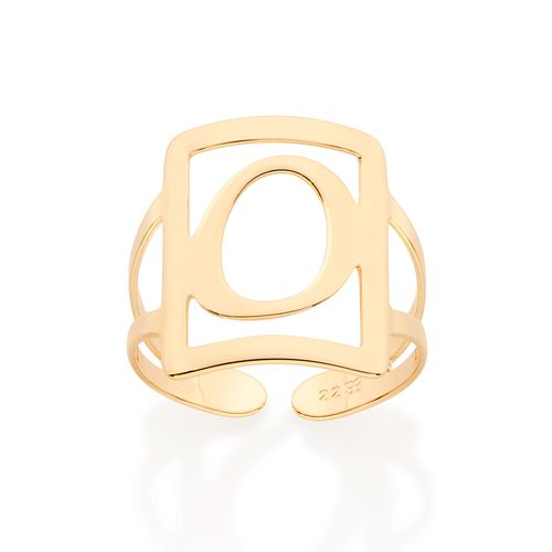 MAXI ANEL LETRA AJUSTÁVEL BANHADO A OURO 18K-LETRA O