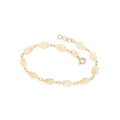PULSEIRA BANHADA A OURO 18K COM FLORES
