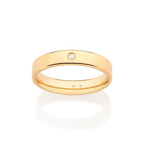 ALIANÇA LISA ANATÔMICA BANHADA A OURO 18K COM ZIRCÔNIA