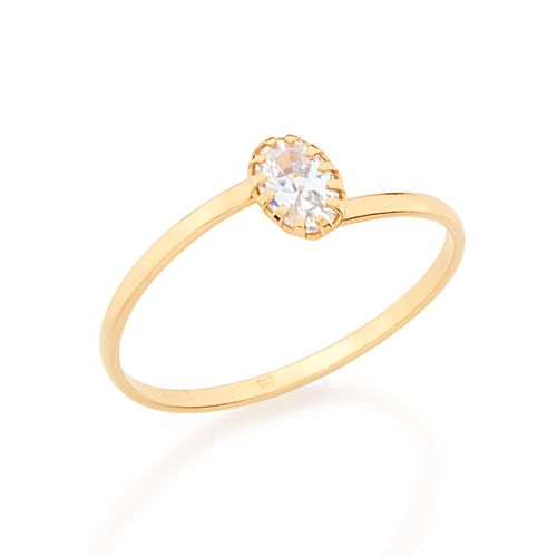 ANEL SOLITÁRIO BANHADO A OURO 18K COM ZIRCÔNIA
