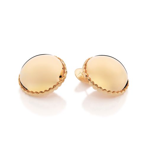 BRINCO BOTÃO MEIA ESFERA BANHADO A OURO 18K