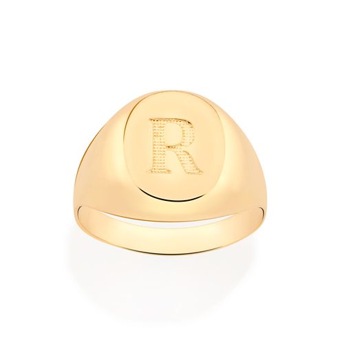 ANEL LETRA BANHADO A OURO 18K-LETRA R
