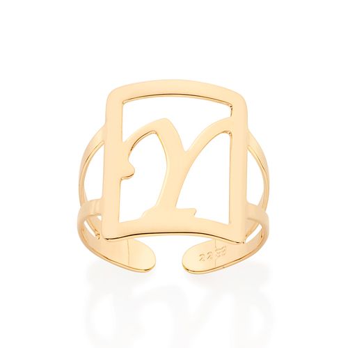 MAXI ANEL LETRA AJUSTÁVEL BANHADO A OURO 18K-LETRA Y