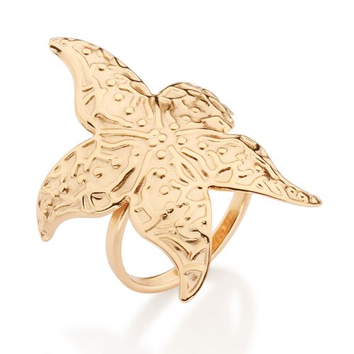 MAXI ANEL ESTRELA DO MAR BANHADO A OURO 18K