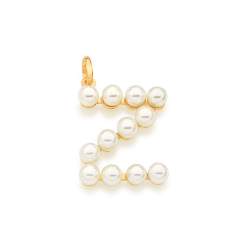 PINGENTE LETRA BANHADO A OURO 18K COM PÉROLAS-LETRA Z