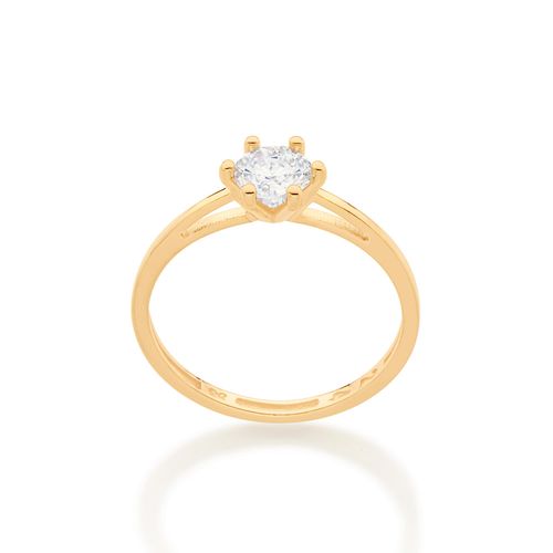 ANEL SOLITÁRIO BANHADO A OURO 18K