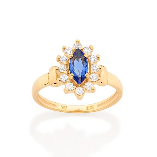 ANEL FORMATURA BANHADO A OURO 18K COM ZIRCÔNIAS E CRISTAL