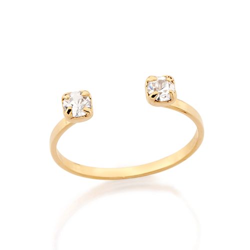 ANEL AJUSTÁVEL BANHADO A OURO 18K COM CRISTAIS