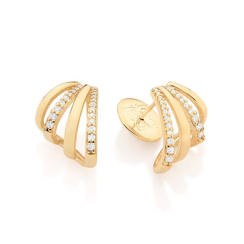 BRINCO CURVADO COM ZIRCÔNIAS BANHADO A OURO 18K