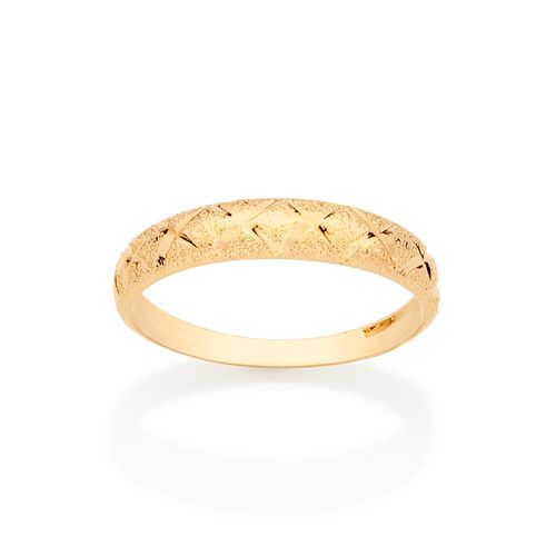 MEIA ALIANÇA TRABALHADA BANHADA A OURO 18K